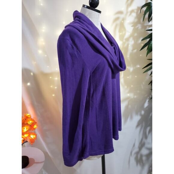 Fresh Produce Cowl Neck Purple Long Sleeve Knit Pullover Sweater Womens Size XS - Picture 2 of 9